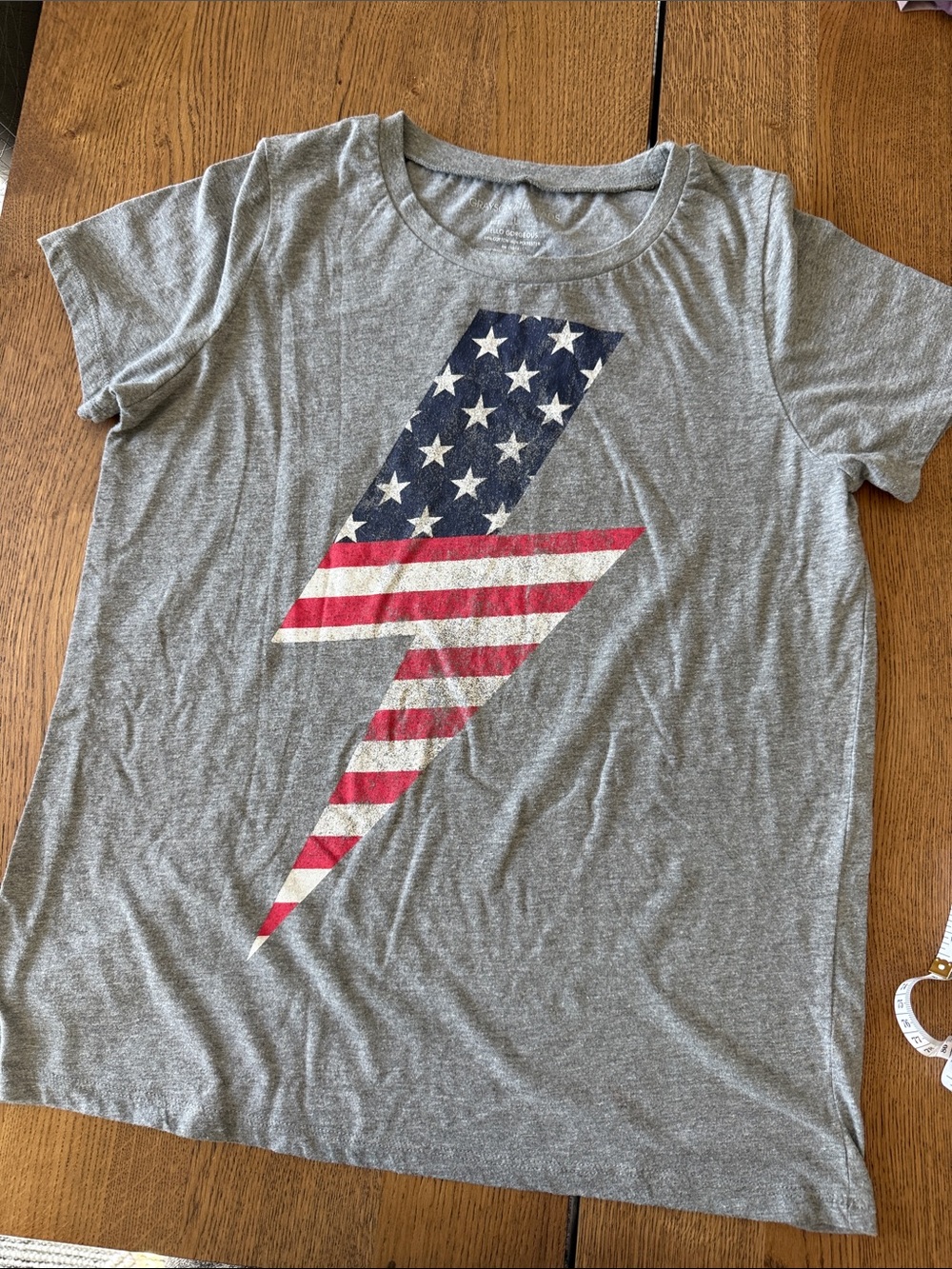 Grayson Threads Grey Short-Sleeve Tee with Flag Lightning Graphic